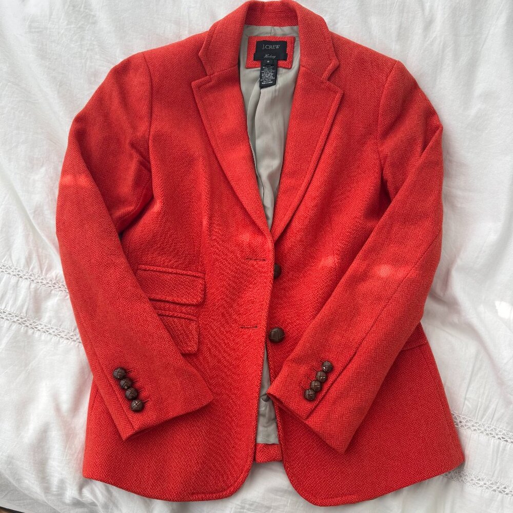 J Crew orange wool blazer size 8